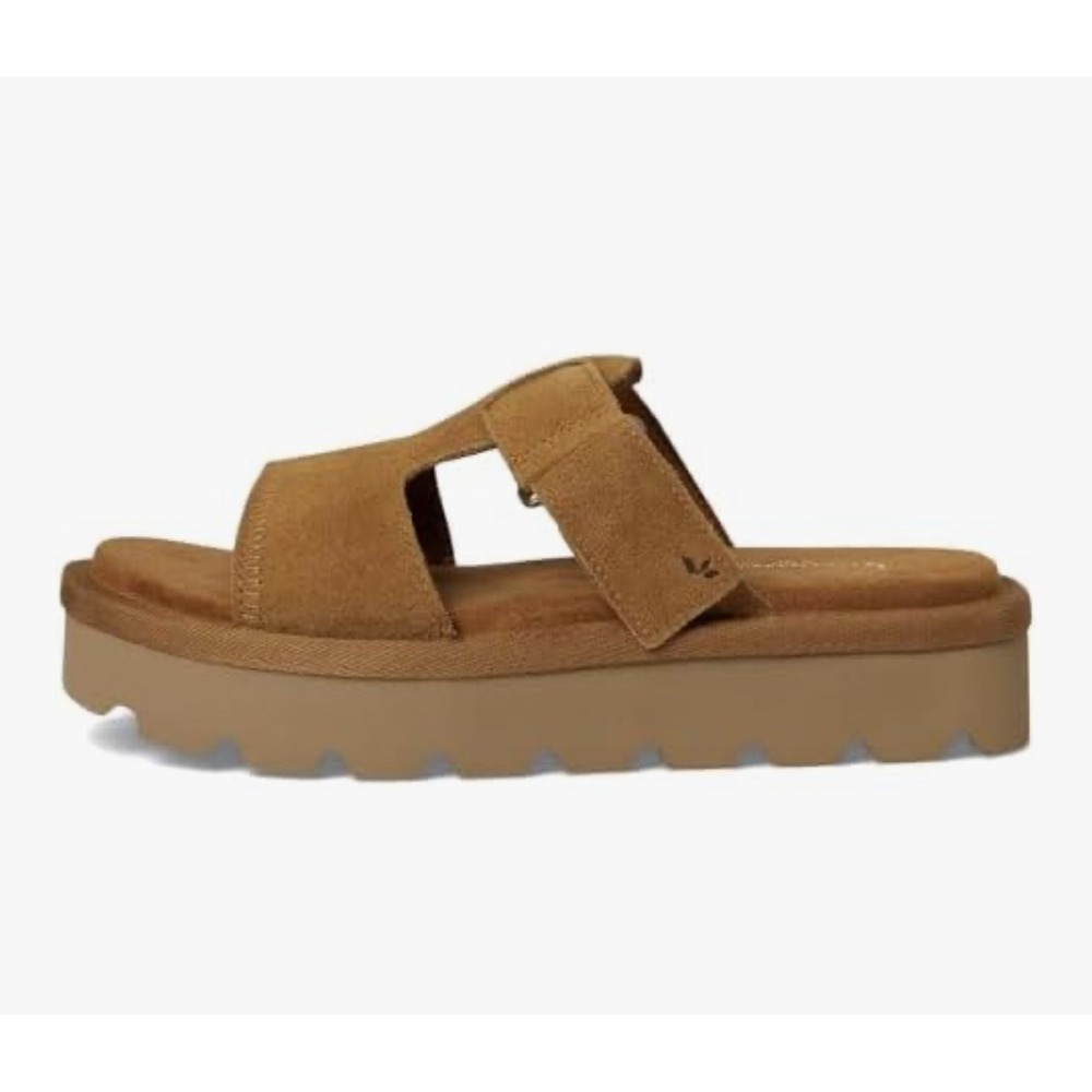 Koolaburra Tan Suede Platform Slide Sandals - Picture 8 of 13